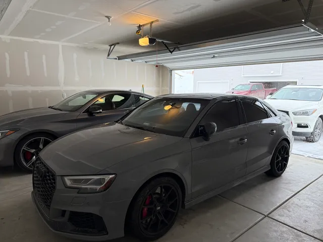 a car parked in a garage