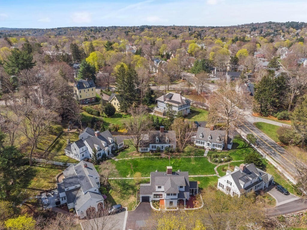 6 Lantern Lane Winchester, MA 01890 - Photo 37 of 40 an aerial view of a house with a garden