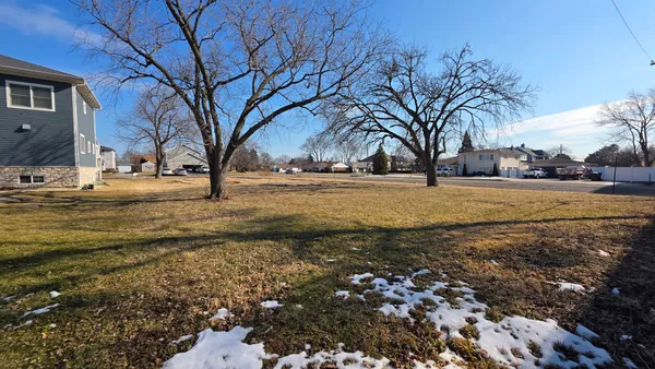 a view of a yard with some trees