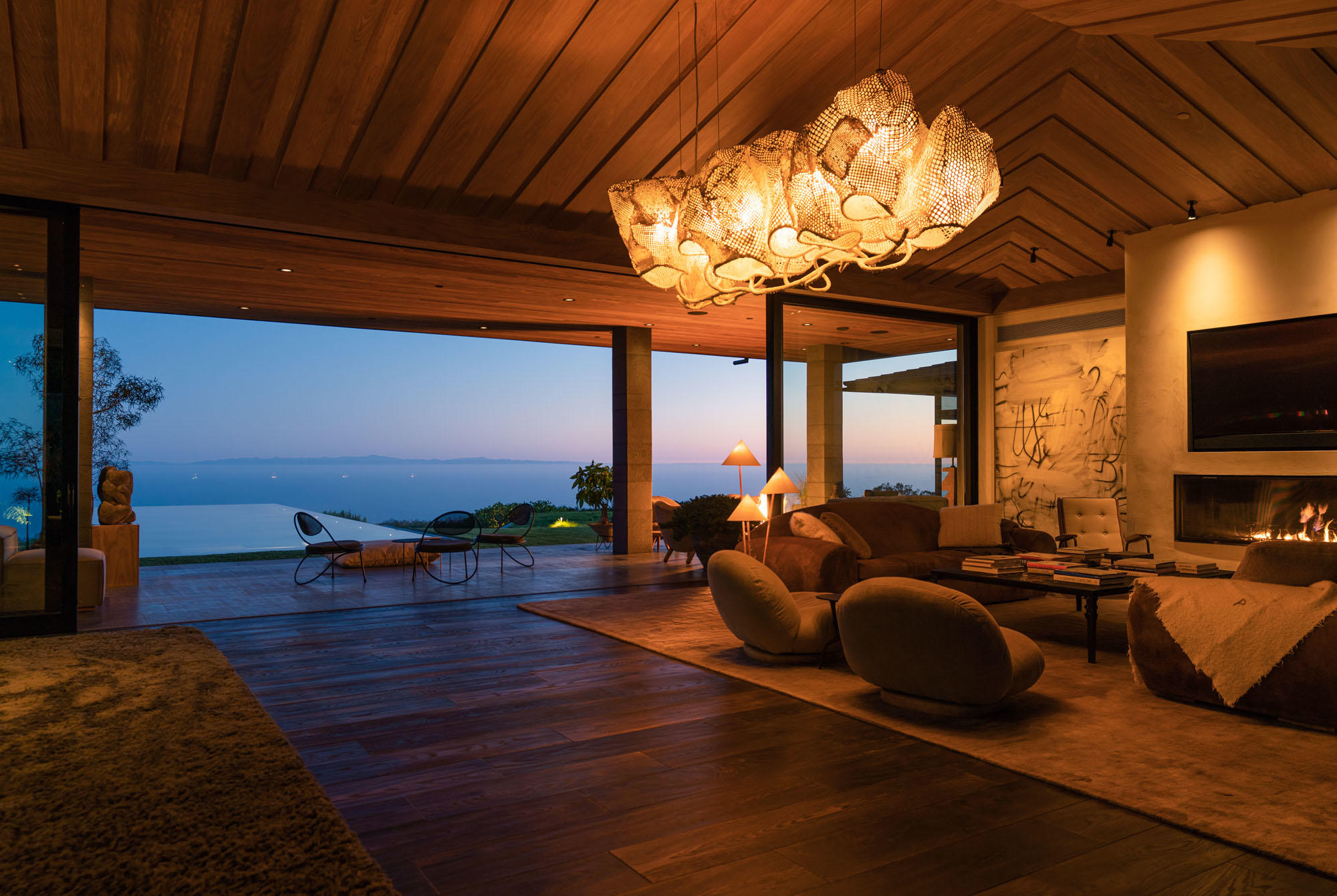 2955 East Valley Road Santa Barbara, CA 93108 - Photo 30 of 31 Great Room at Twilight