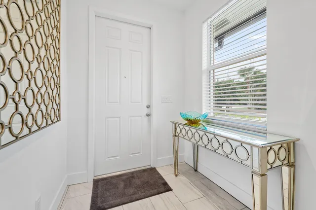 a view of a porch with a door