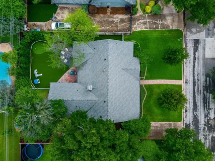 an aerial view of a house