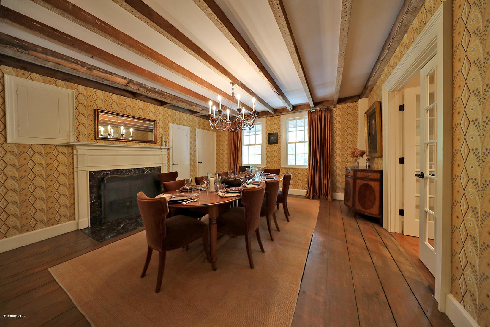 93 Main Road Tyringham, MA 01264 - Photo 22 of 61 a view of a dining room with furniture window and wooden floor