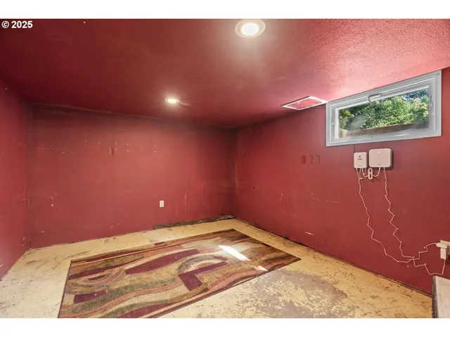 a view of a room with a window