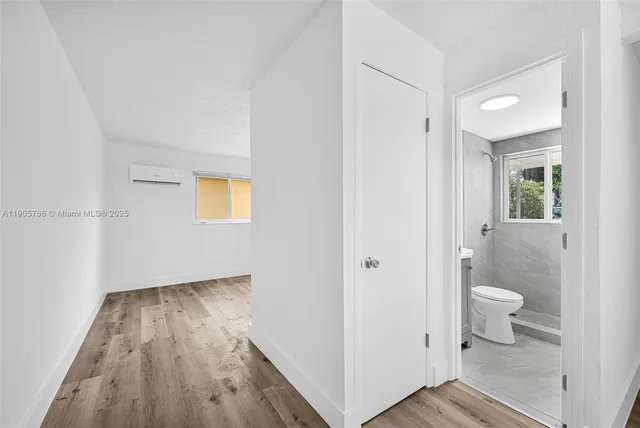 a view of an empty walk in closet