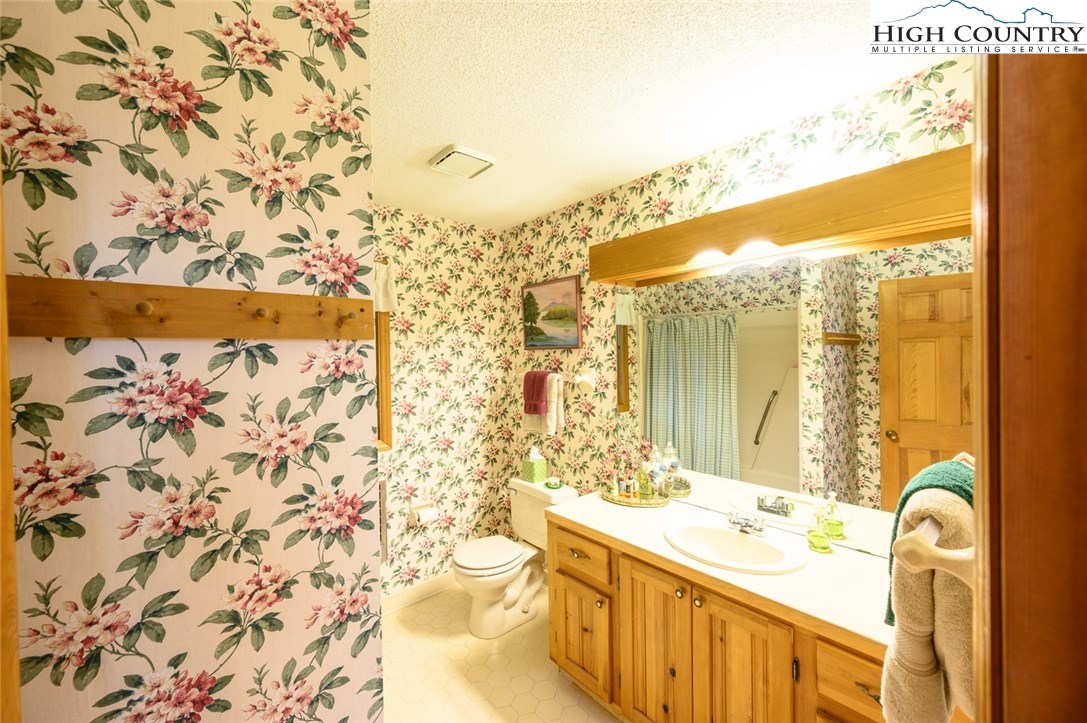 4081 Howard's Creek Road Boone, NC 28607 - Photo 20 of 44 a bathroom with a sink mirror and a bathtub