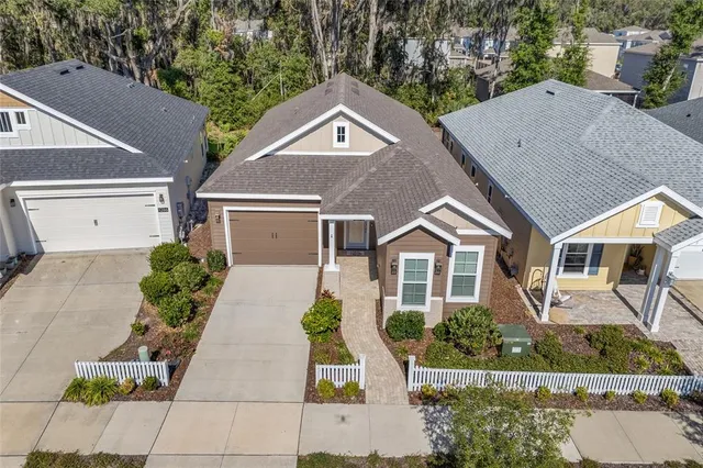 an aerial view of a house
