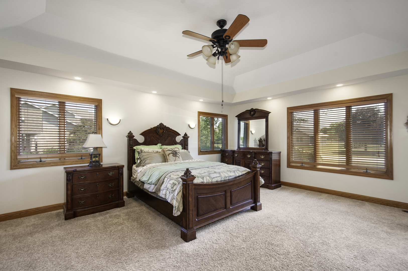 24738 South Walnut Street Elwood, IL 60421 - Photo 11 of 20 a spacious bedroom with a bed a chandelier and a large window