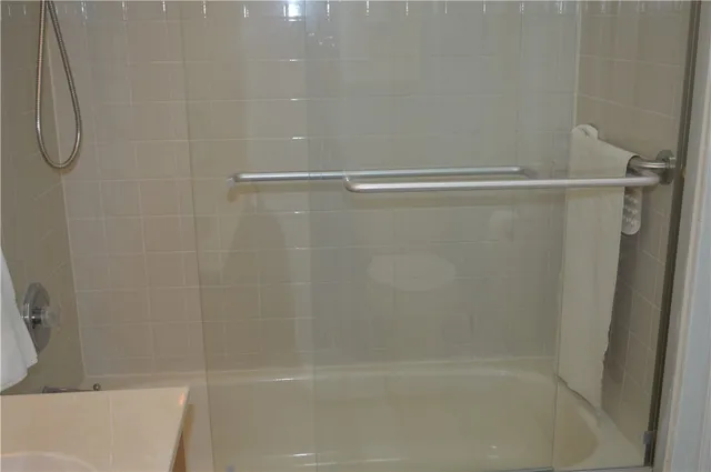 a close view of a bathtub in bathroom