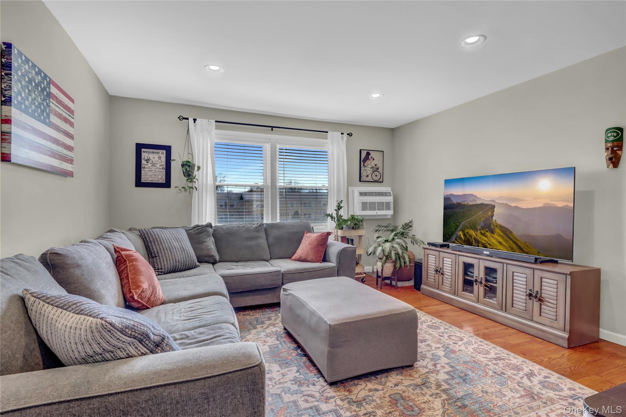 251-21 71st Road, Unit 44A Queens, NY 11426 - Photo 11 of 25 a living room with furniture and a flat screen tv