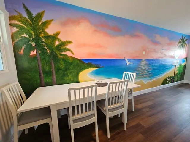 a view of a chairs and table in patio