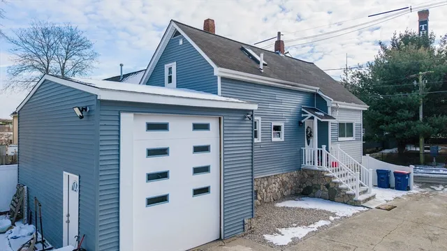 a front view of a house with windows