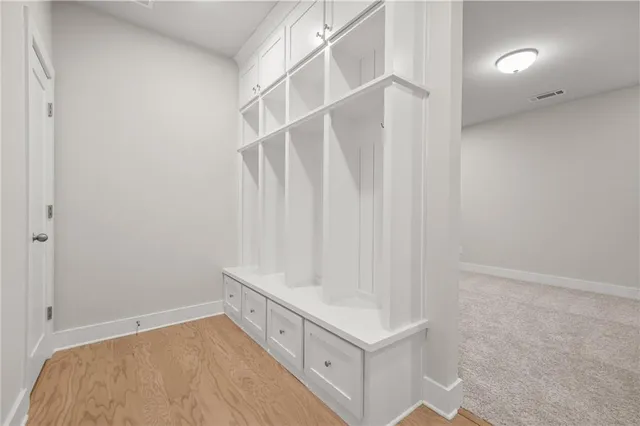 a view of an empty walk in closet