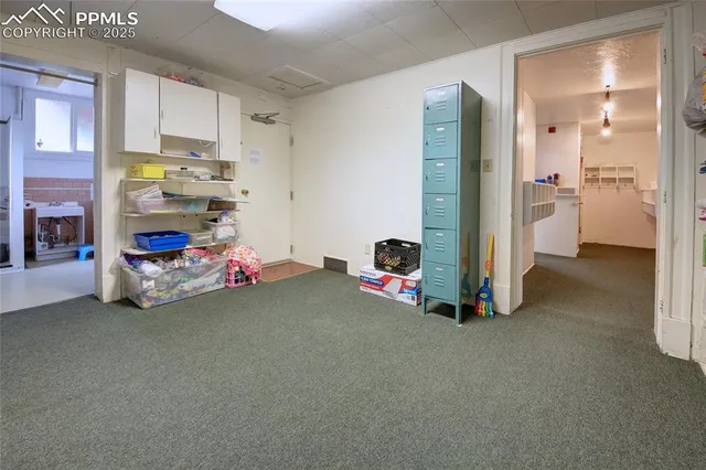 a view of a room with baby toys