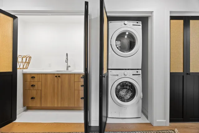 a utility room with dryer and washer