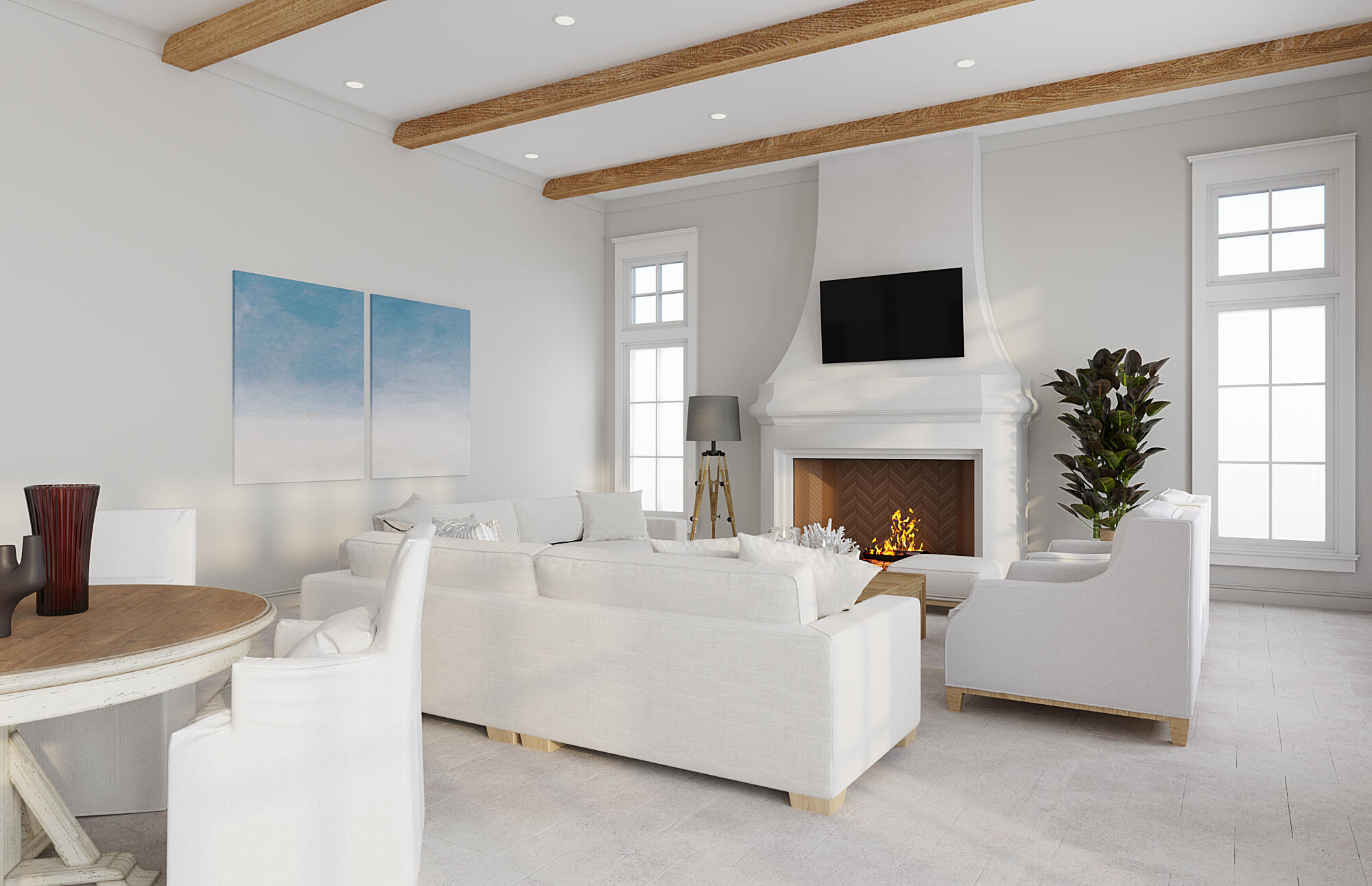 65 A St Inlet Beach Inlet Beach, FL 32461 - Photo 6 of 12 a living room with furniture a flat screen tv and a fireplace