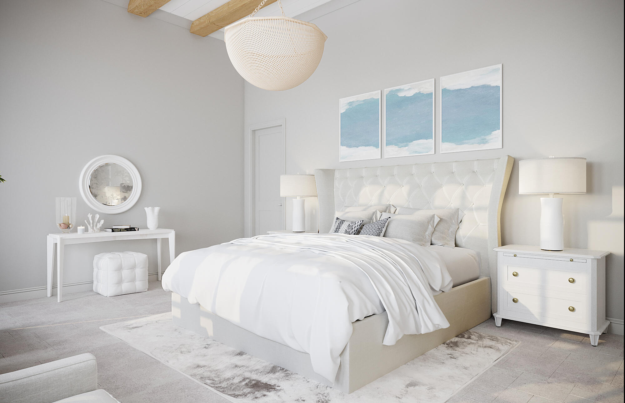 65 A St Inlet Beach Inlet Beach, FL 32461 - Photo 8 of 12 a bedroom with a bed and a chandelier
