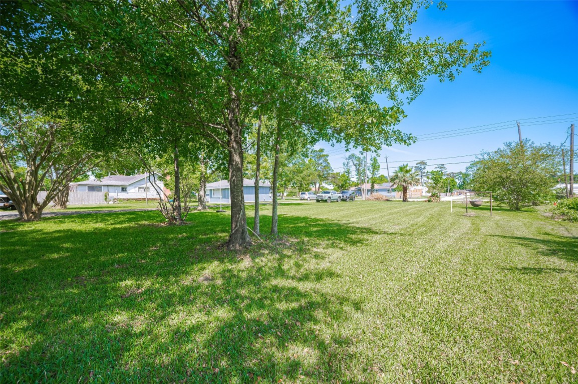 16128 1/2 Ridlon Street Channelview, TX 77530 - Photo 42 of 43 A wide view of the property showcases the full expanse of lush grass and tree-dotted landscape. This isn’t just a lot—it’s land that invites imagination, productivity, and growth.