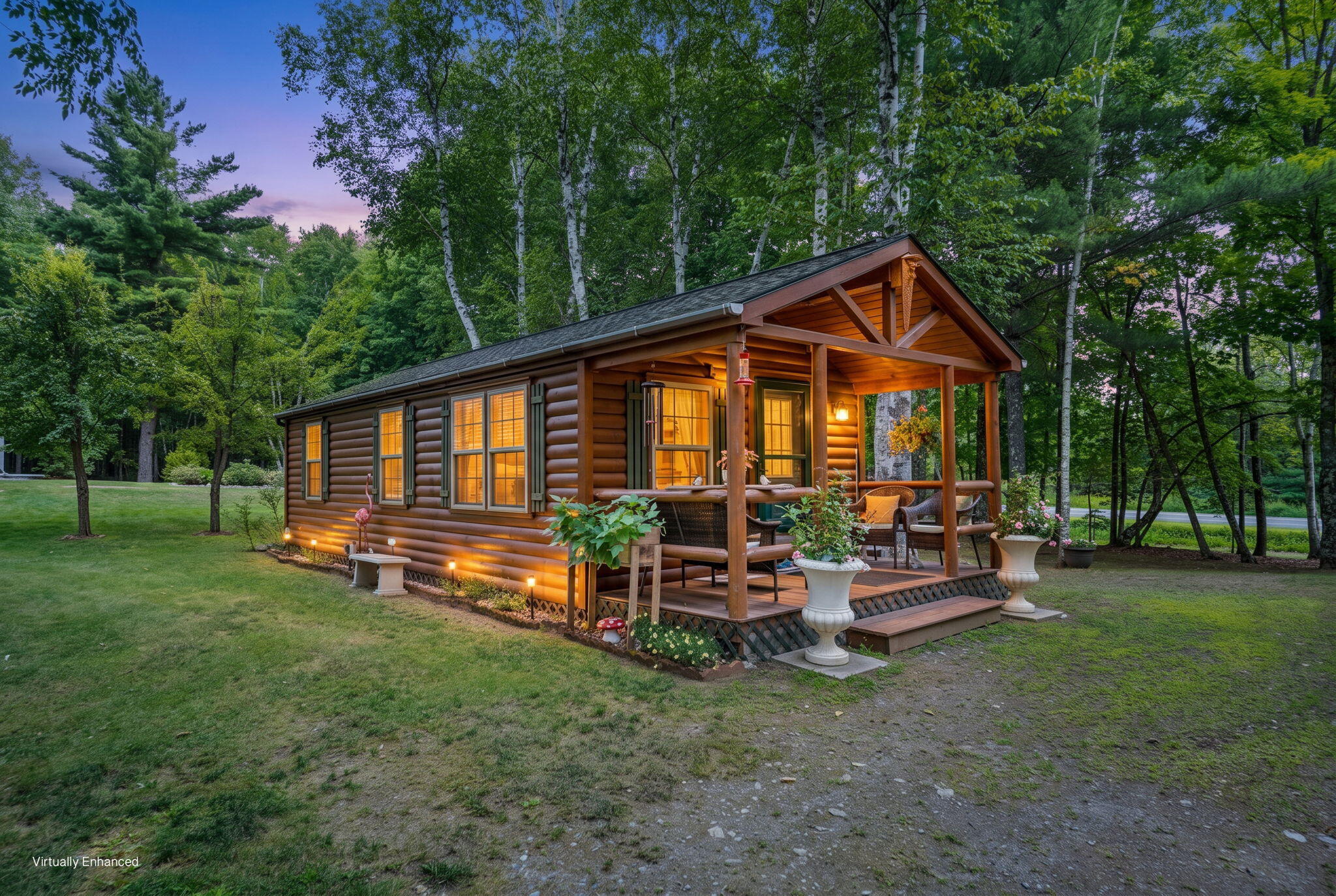 406 Brann Road Levant, ME 04456 - Photo 2 of 110 Inlaw/Guest Log Cabin-Evening
