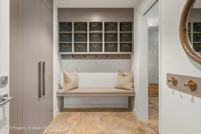 a bathroom with a bathtub and shower