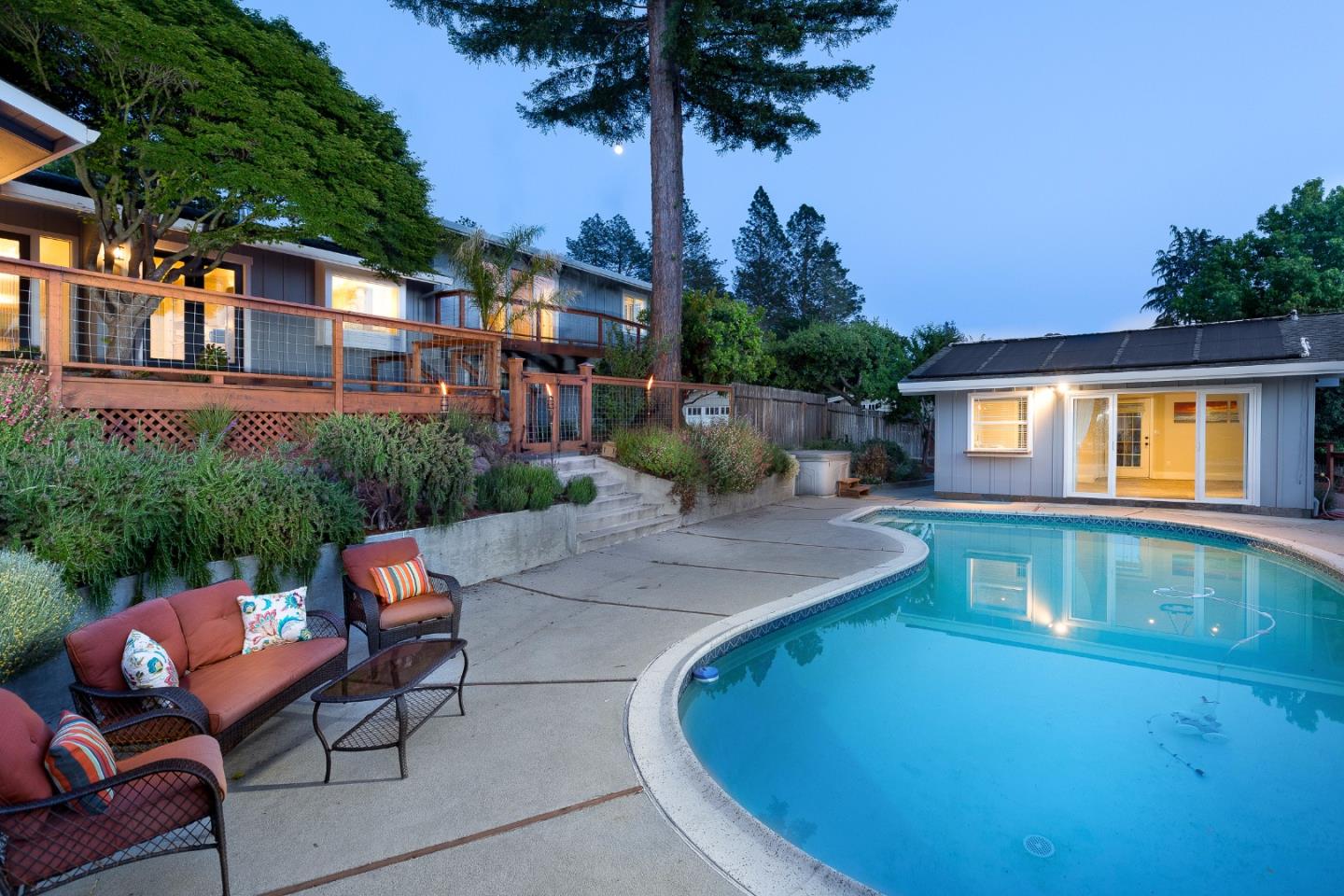 424 Sims Road Santa Cruz, CA 95060 - Photo 25 of 37 a view of a house with swimming pool and sitting area