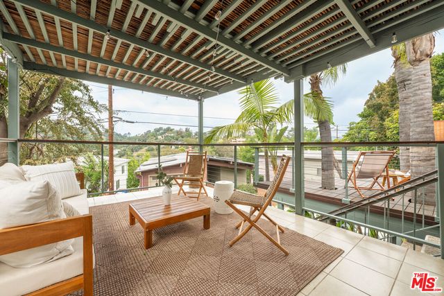 a building outdoor space with seating