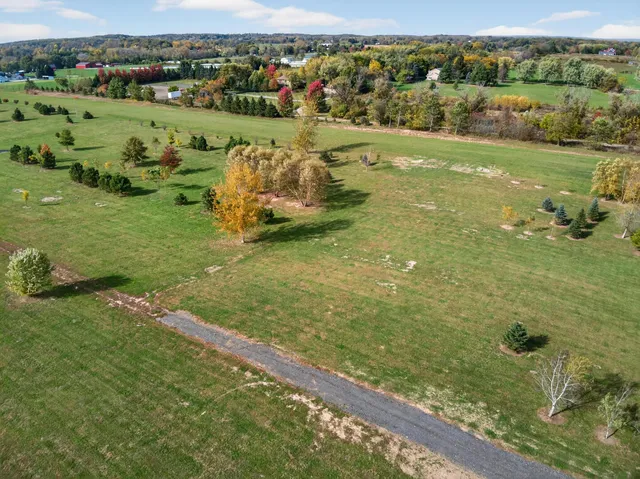 a view of a field with an ocean