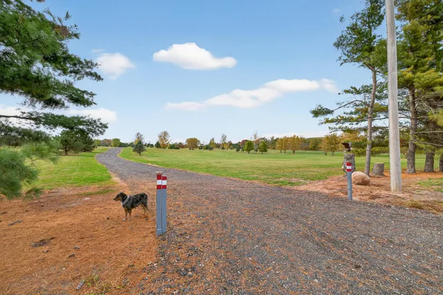 a view of a lake with a yard