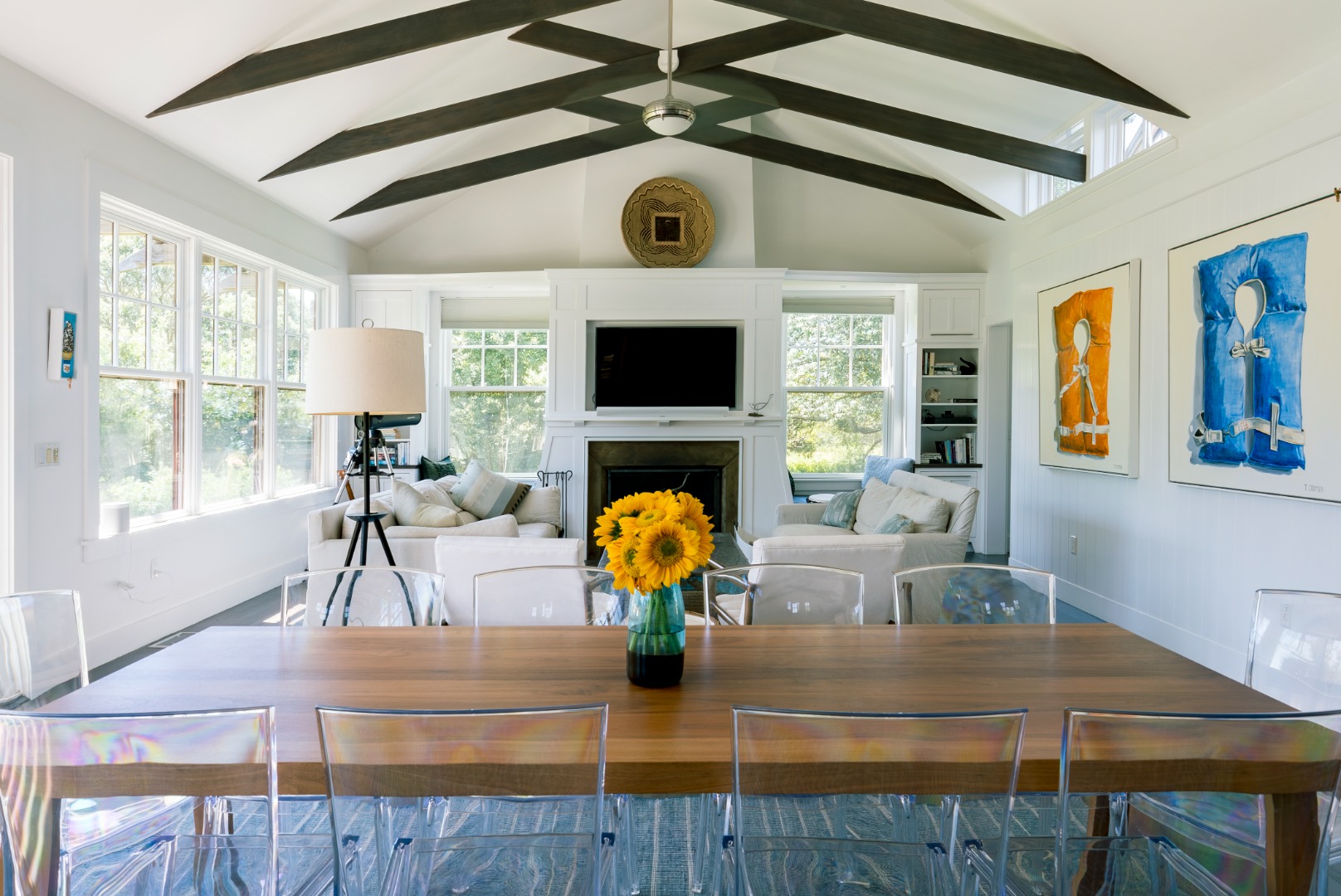 65 Carl's Way West Tisbury, MA 02568 - Photo 11 of 25 a living room with fireplace furniture and a flat screen tv