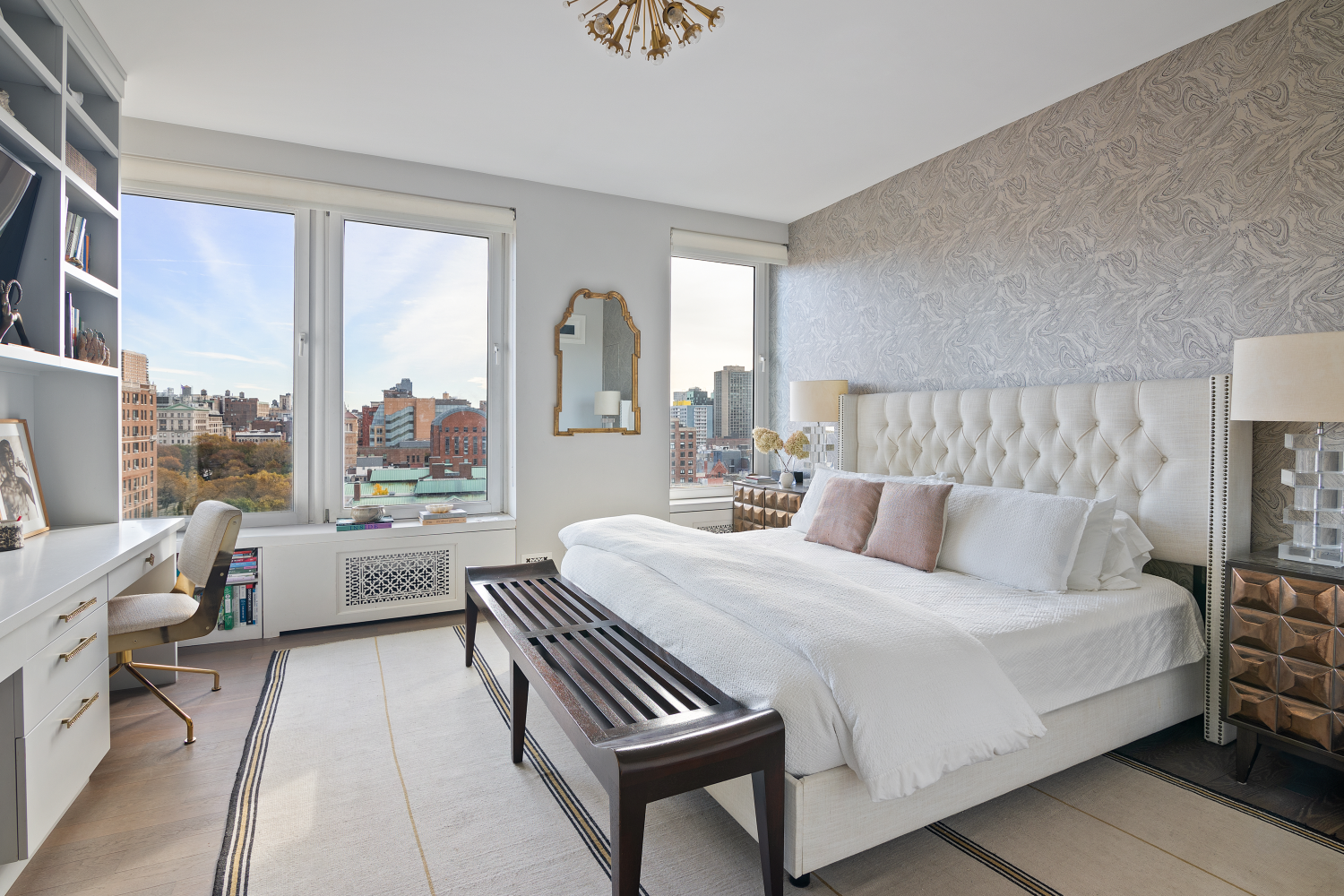 2 Cornelia Street, Unit PHA Manhattan, NY 10014 - Photo 7 of 11 a bedroom with a bed and a large window