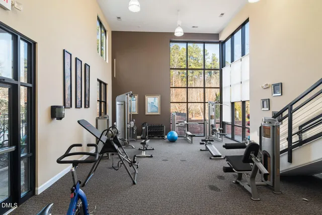 a view of a room with gym equipment