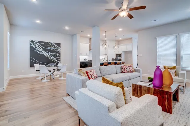 a living room with furniture