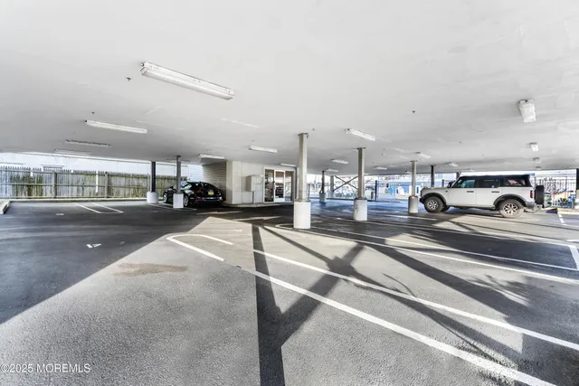 a big building with glass door