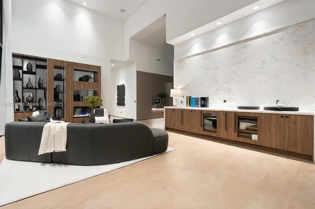 a living room with furniture