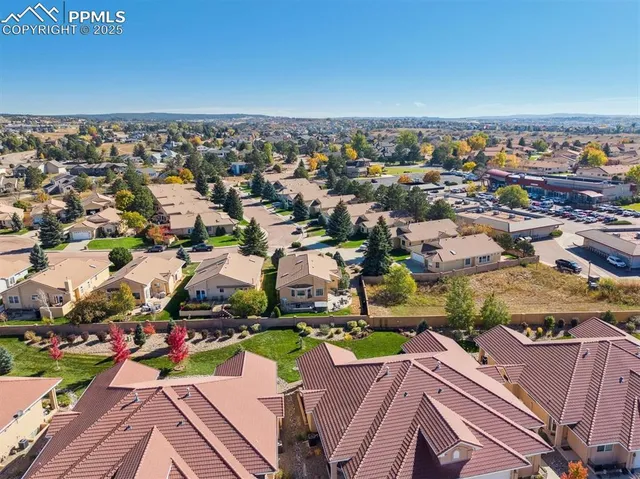an aerial view of a house