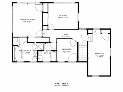 a picture of floor with a white wall and a painting