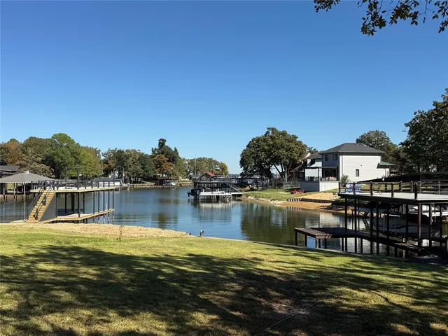 a view of a lake with houses