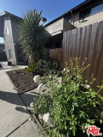 a couple of potted plants in front of door