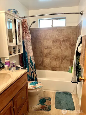 front view of a house with a large tree