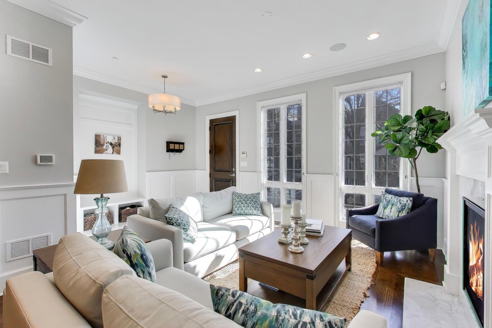 1428 West George Street Chicago, IL 60657 - Photo 3 of 66 a living room with furniture and a potted plant