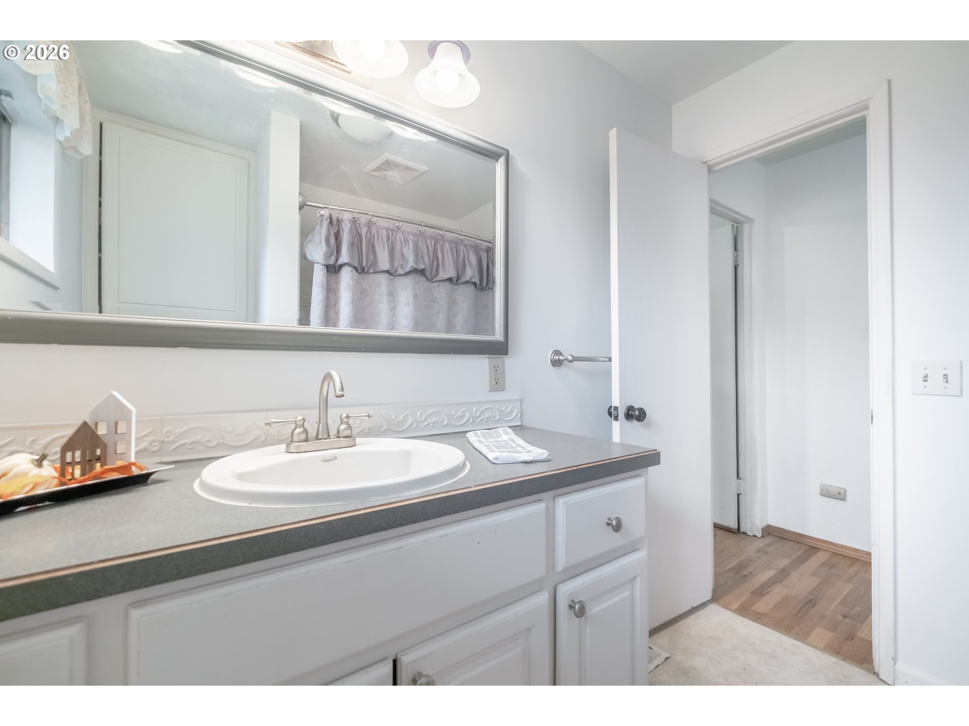 240 South 7th Street Lebanon, OR 97355 - Photo 6 of 27 a bathroom with a sink and a mirror