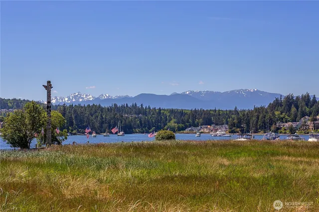 a view of a lake with a mountain view