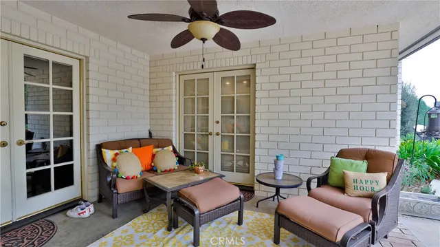 a view of a swimming pool with an outdoor space