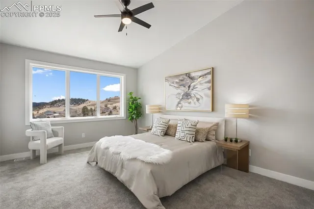 a bedroom with a large bed and a view of bedroom