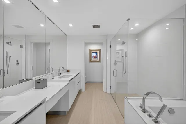 a view of a balcony with mountain view and wooden floor