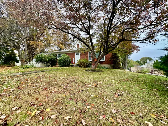 a view of a yard with a house