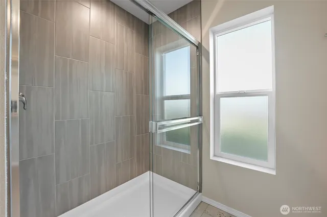 a bathroom with a bathtub