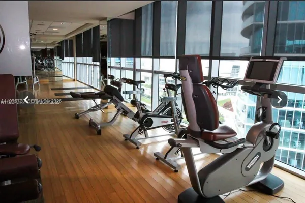 a view of a room with gym equipment