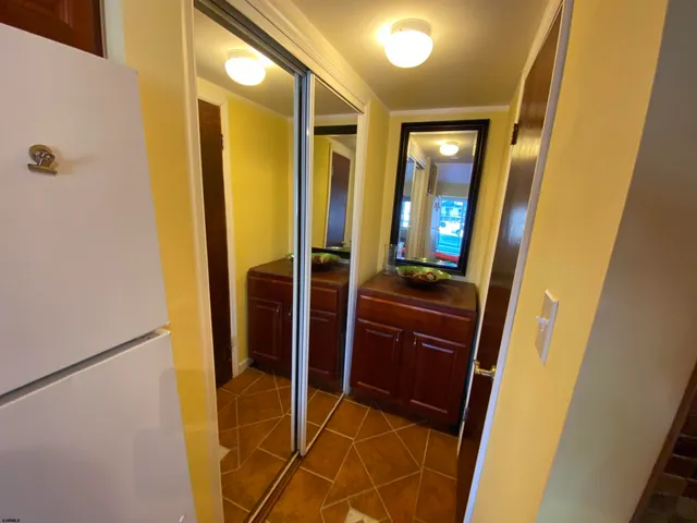 a bathroom with a mirror
