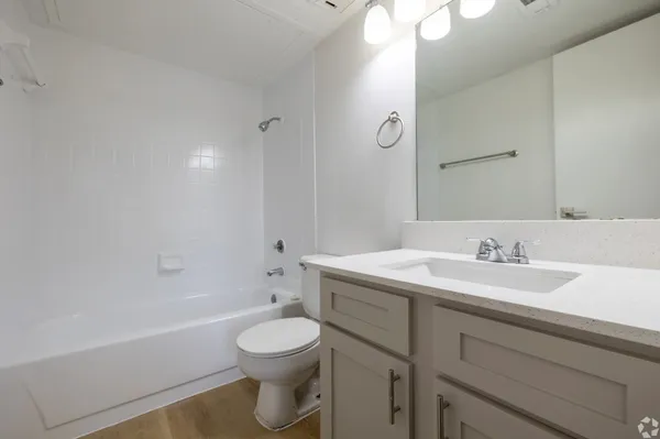 a bathroom with a sink a toilet and a bathtub